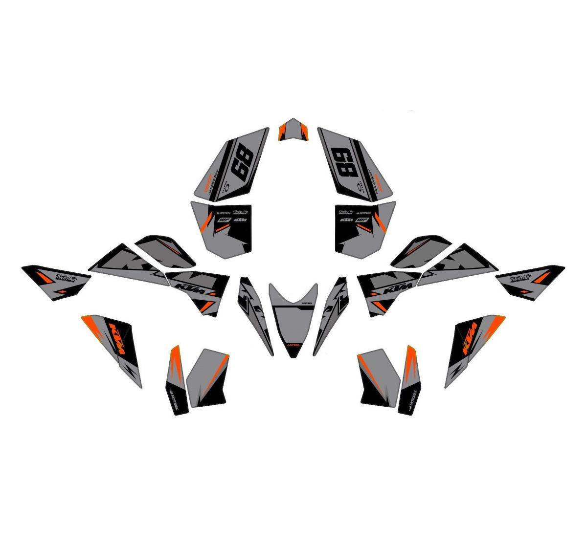 kit déco ktm 450 / 525 xc atv grey