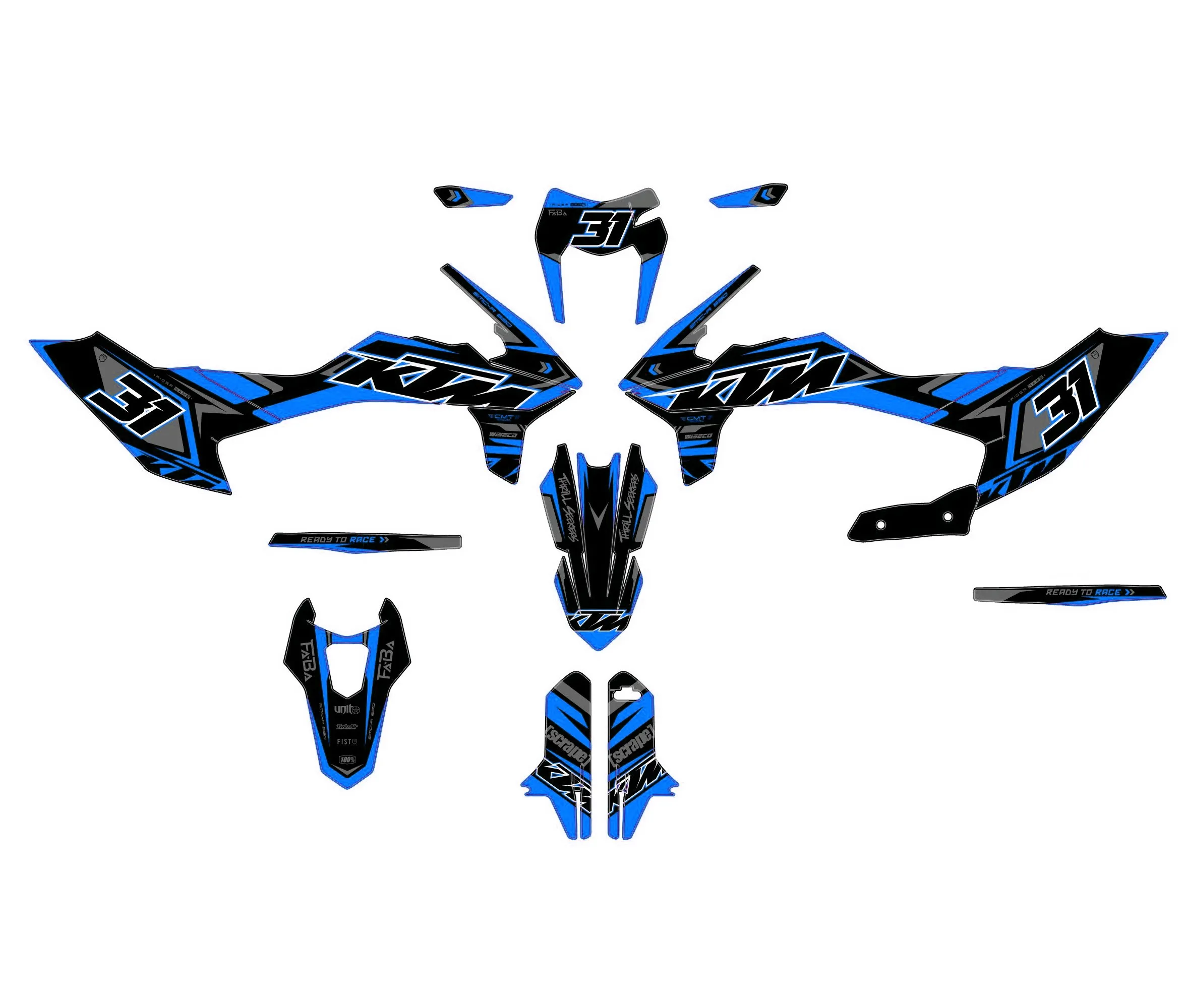 kit déco ktm 690 smcr (2019 2024) airon bleu