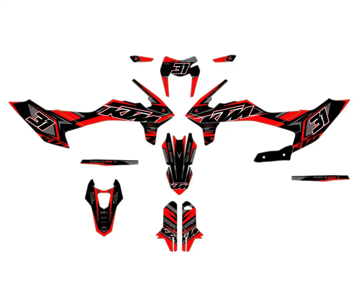 kit déco ktm 690 smcr (2019 2024) airon rouge