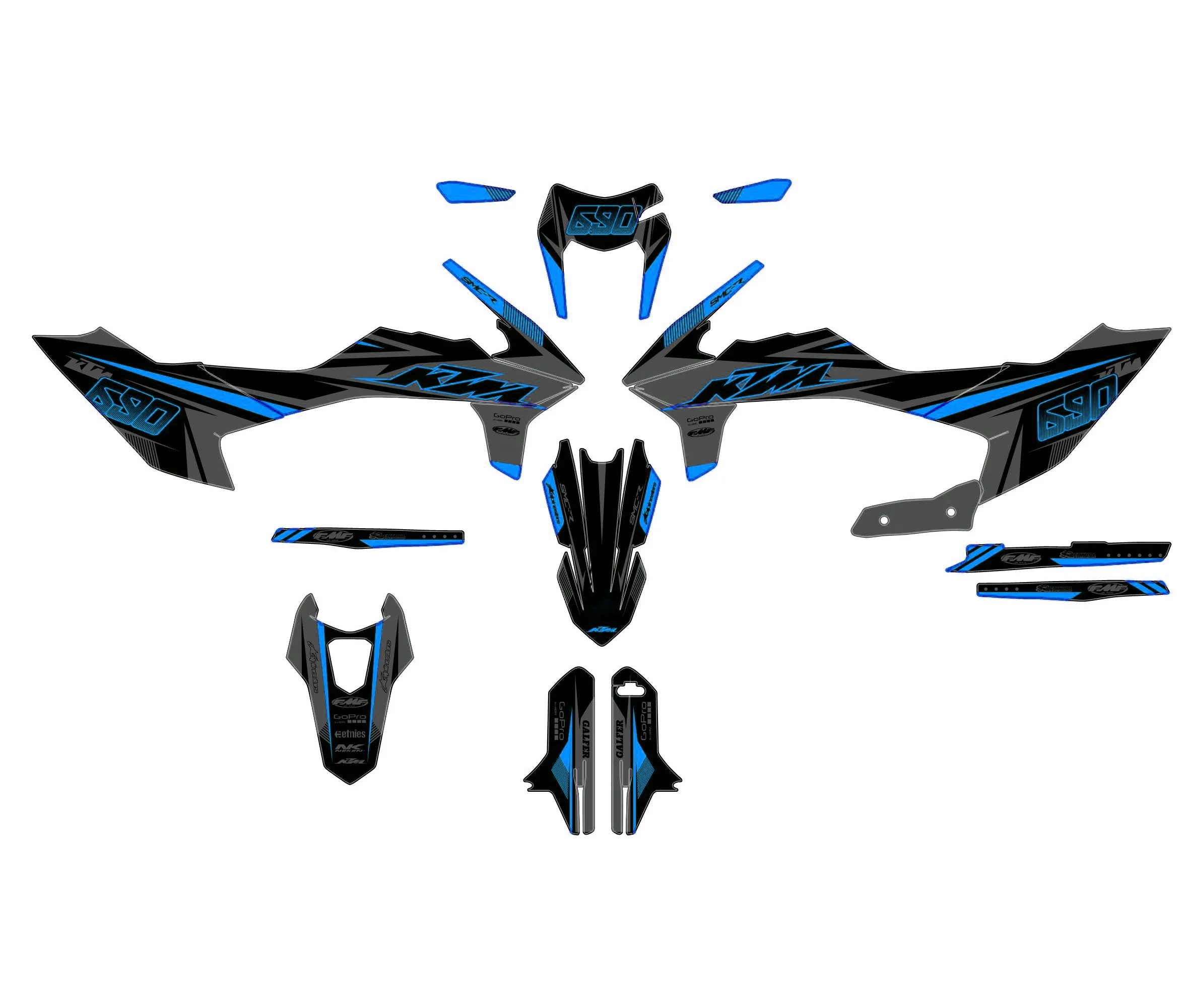kit déco ktm 690 smcr (2019 2024) gotam bleu
