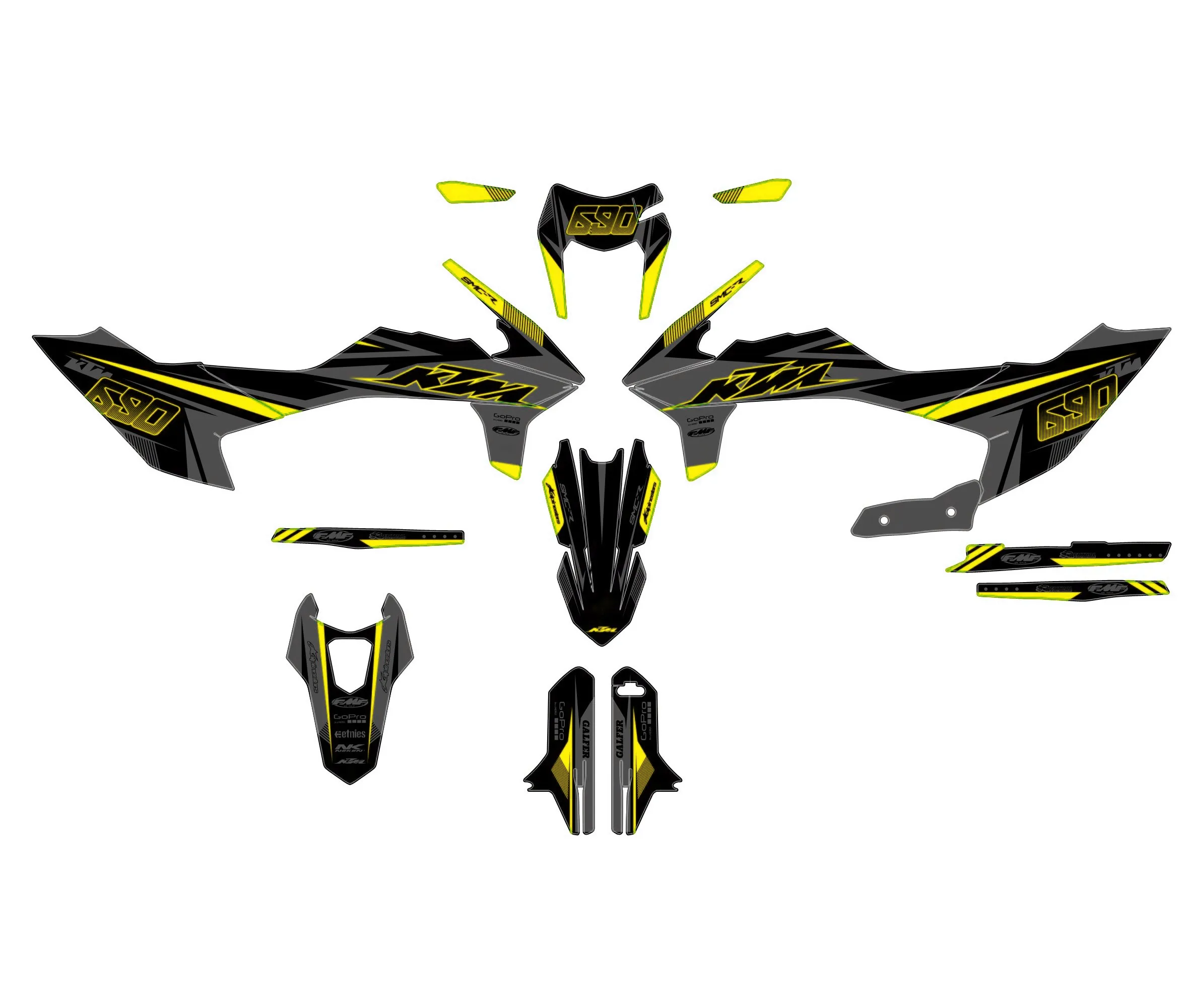 kit déco ktm 690 smcr (2019 2024) gotam jaune