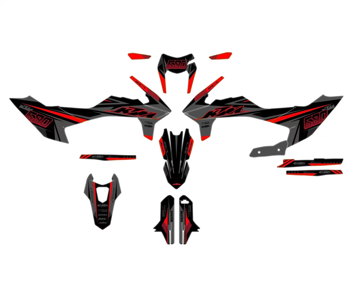 kit déco ktm 690 smcr (2019 2024) gotam rouge