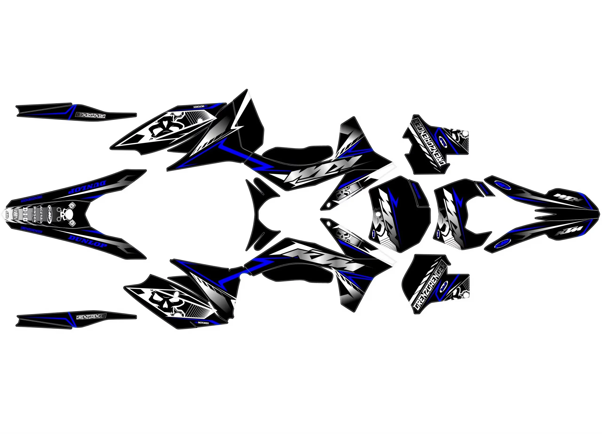 kit déco ktm exc / exc f (2012 2013) race bleu