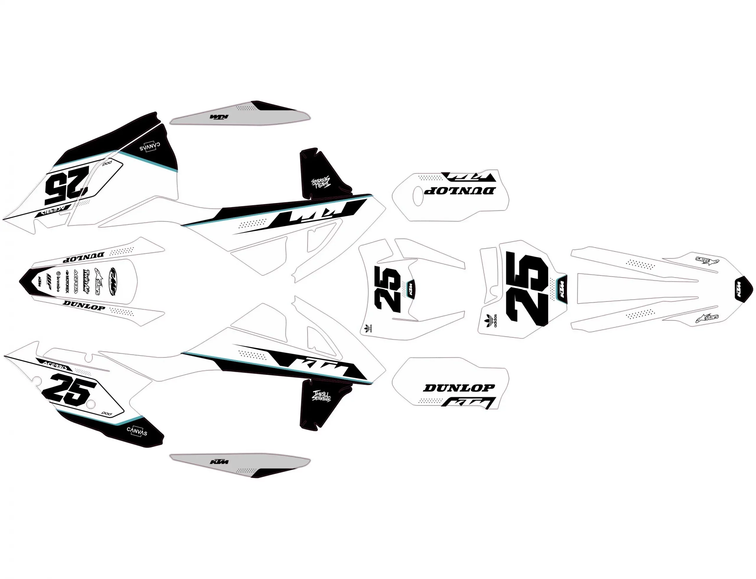 kit déco ktm exc / exc f (2017 2019) factory blanc
