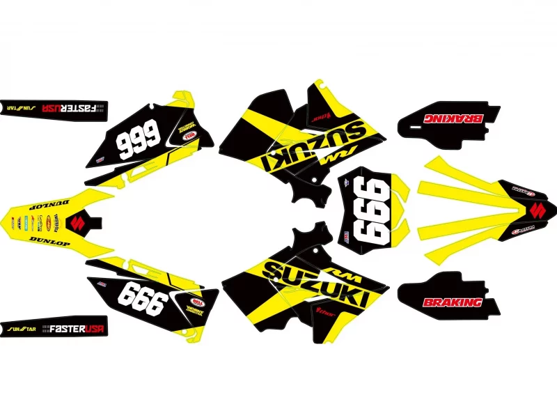 Zestaw graficzny Suzuki 125 / 250 RM Polisport Restyle w kolorze żółtym