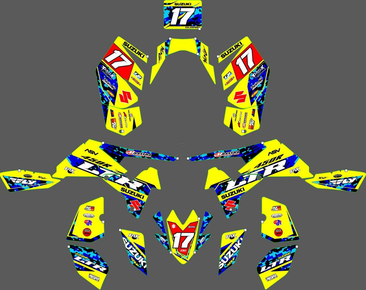 kit déco suzuki ltr 450 pixels bleu