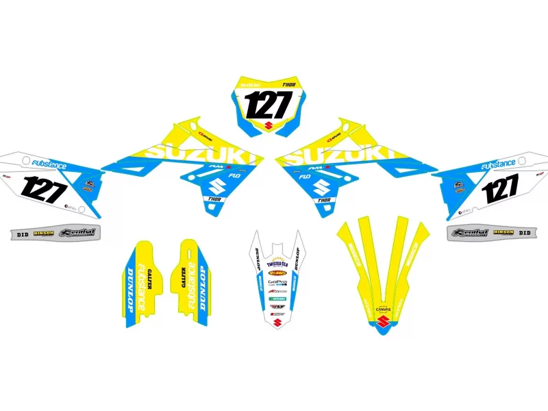 Kit gráfico suzuki 250 rmz (2019 2024) carrera azul