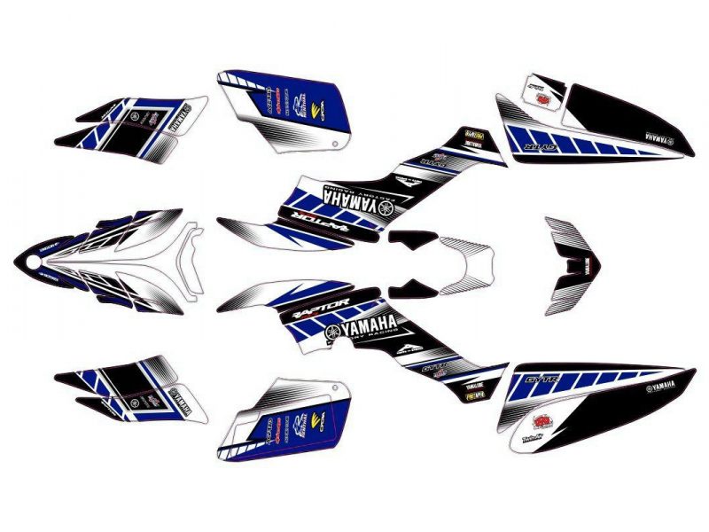 yamaha yfm 350 raptor racing graphic kit blue