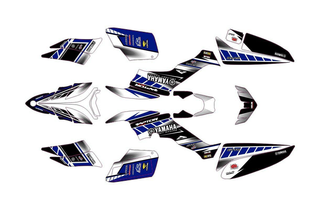 kit déco yamaha yfm 350 raptor racing bleu