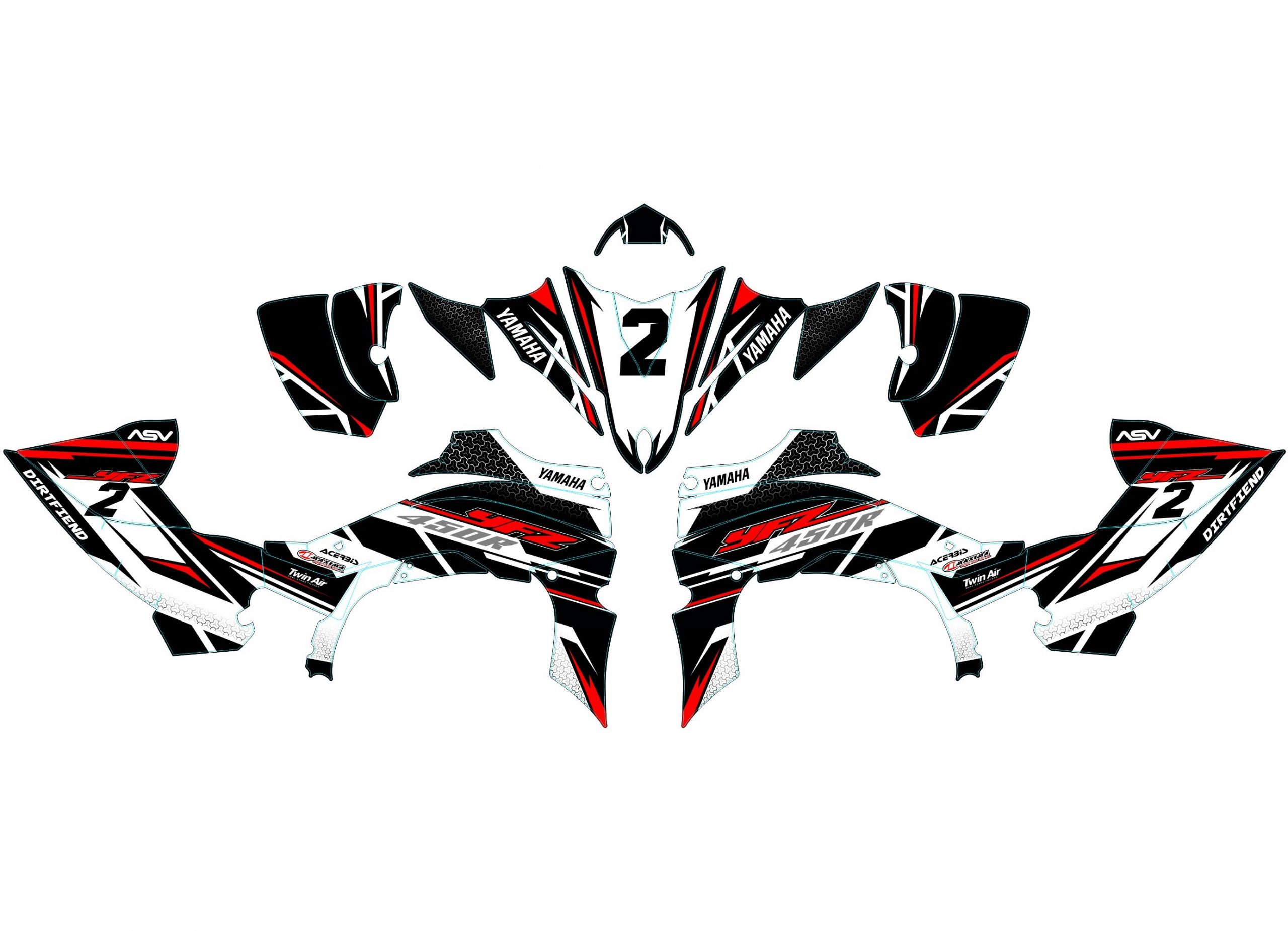 kit déco yamaha yfm 450 yfz airon rouge