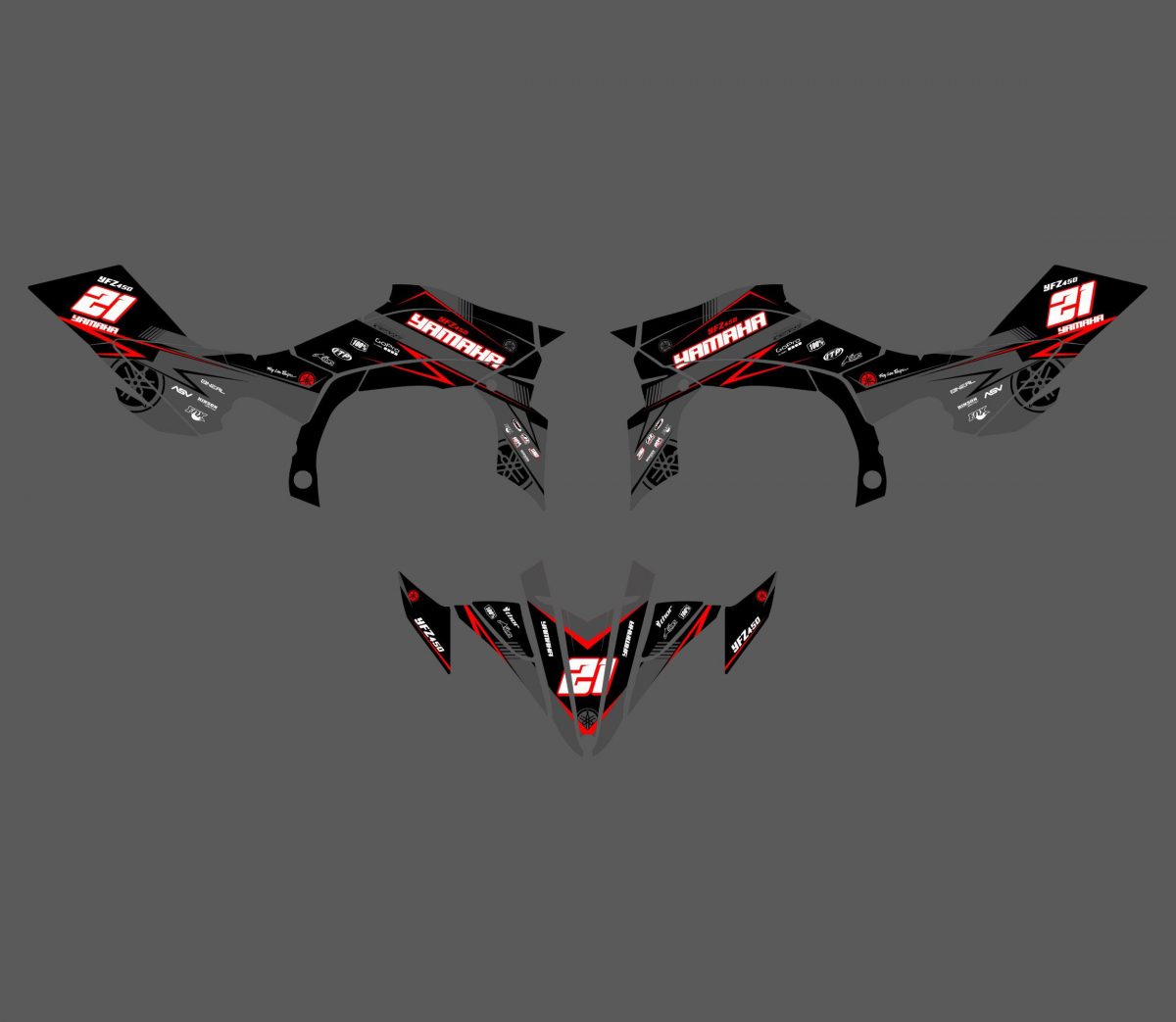 kit déco yamaha yfm 450 yfz blast rouge #2