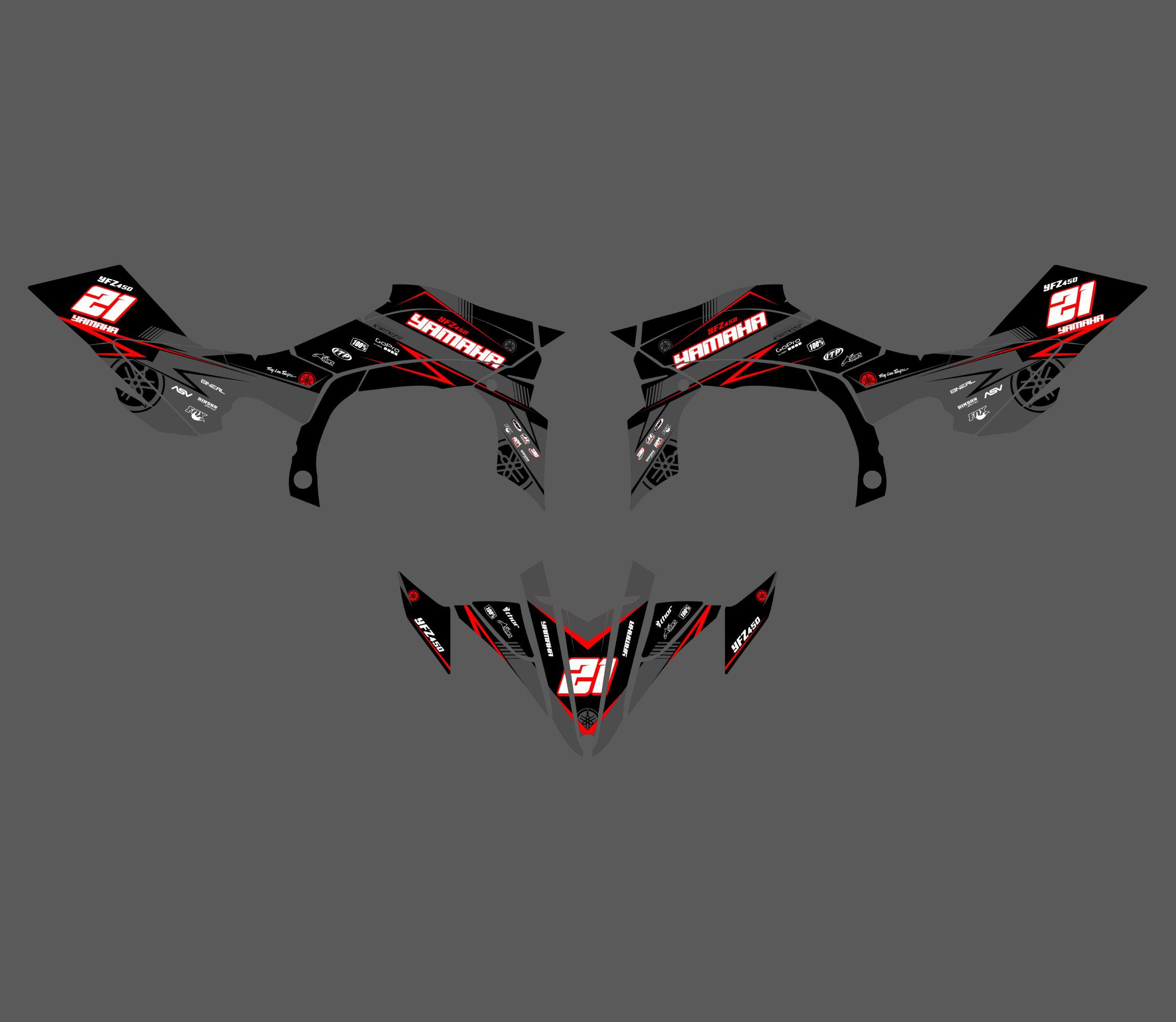 kit déco yamaha yfm 450 yfz blast rouge #2
