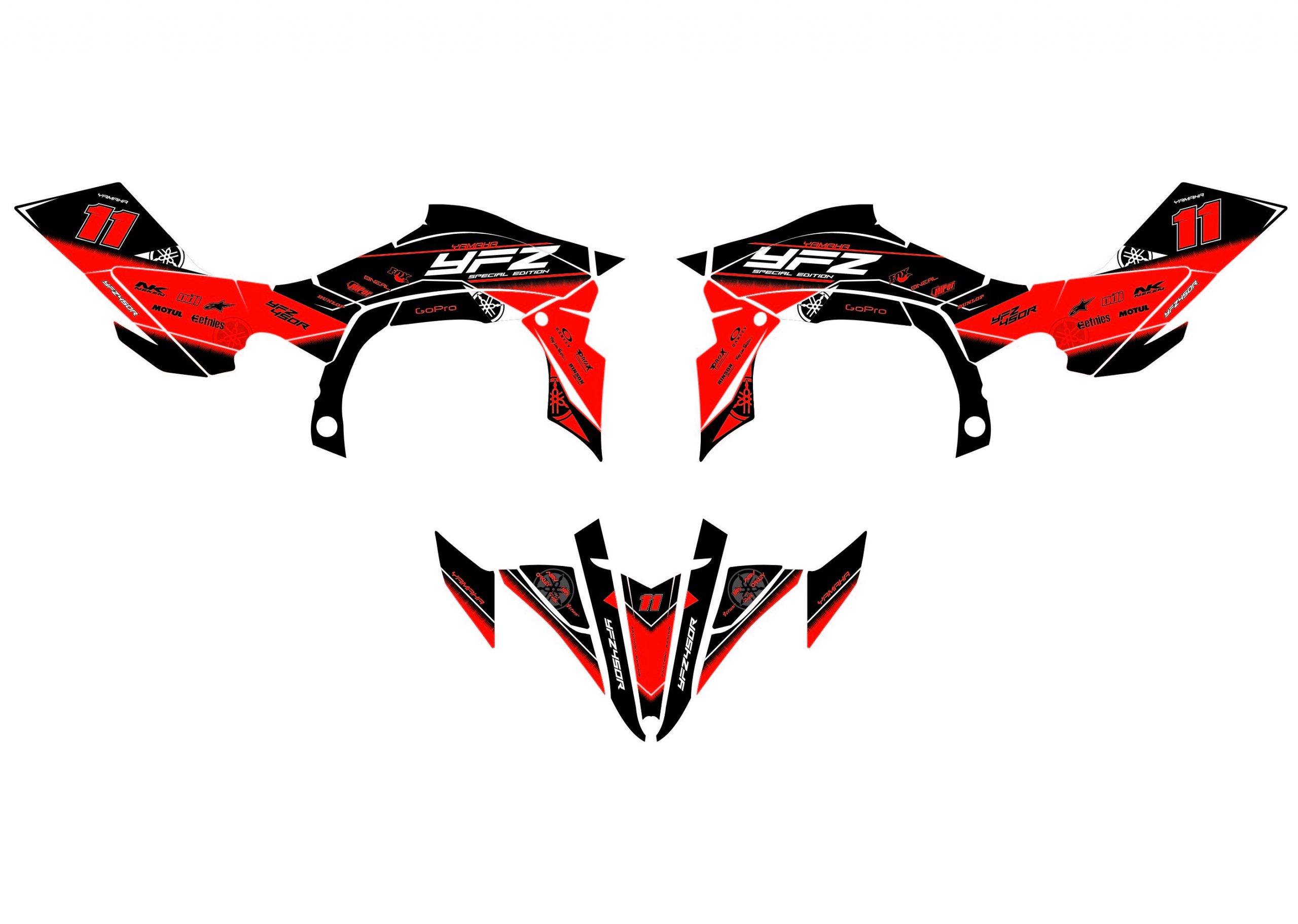 kit déco yamaha yfm 450 yfz blast rouge