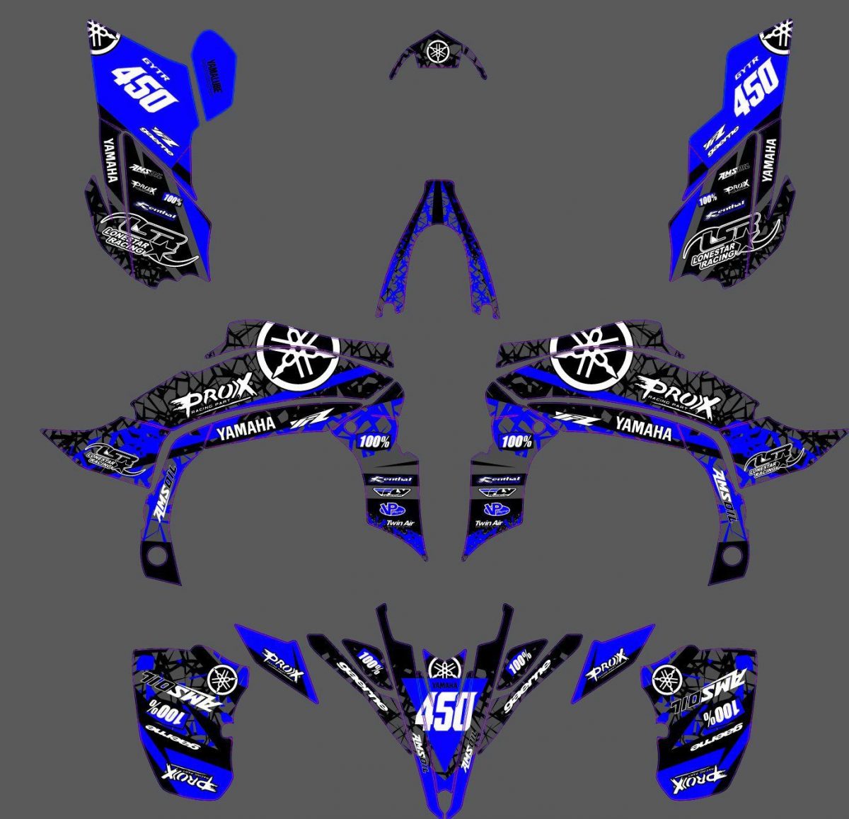 kit déco yamaha yfm 450 yfz camo bleu