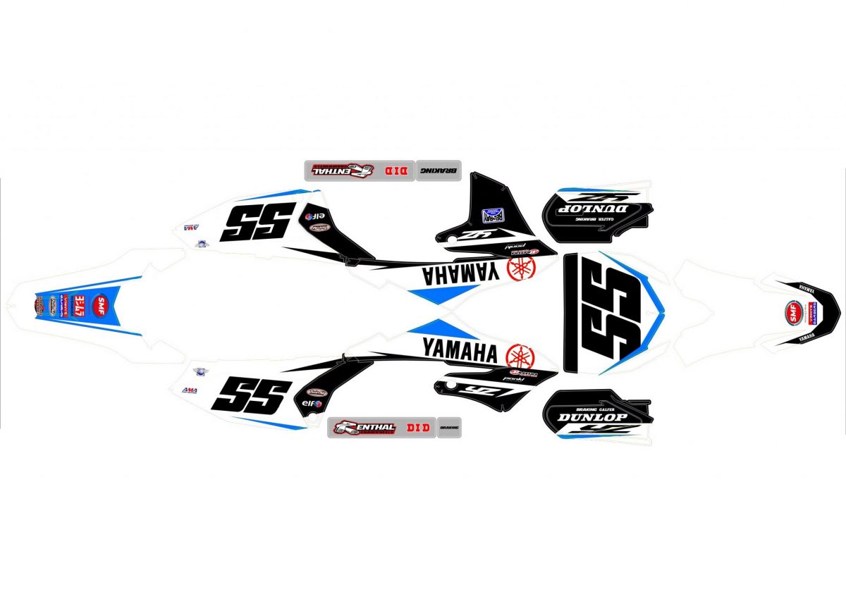 Zestaw graficzny Yamaha 65 yz racing w kolorze białym