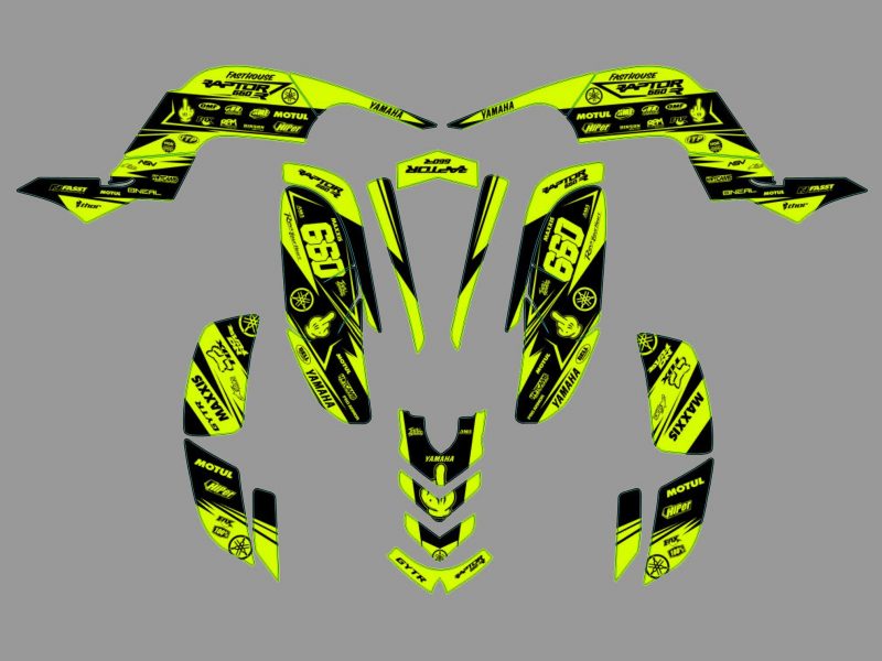 kit grafiche neon yamaha yfm 660 raptor racing