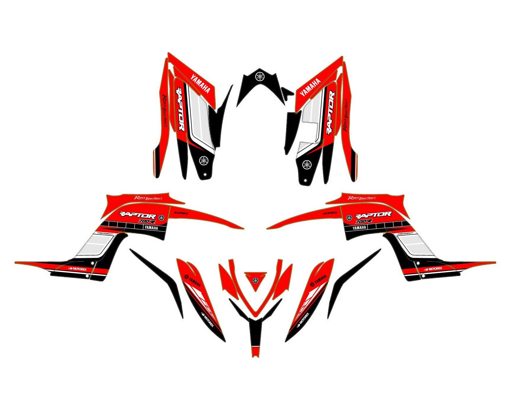 Kit gráfico yamaha yfm 700 raptor aniversário vermelho