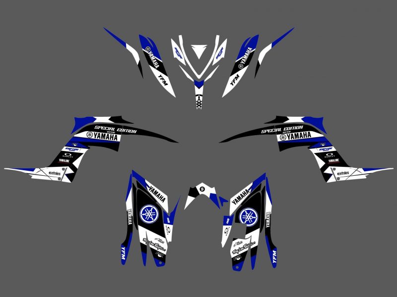 yamaha yfm 700 raptor racing graphic kit blue #2