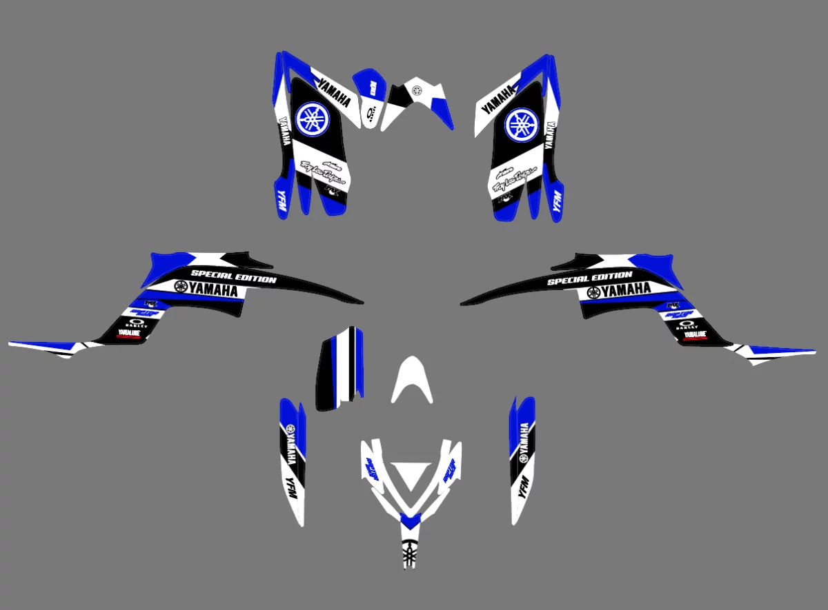 kit déco yamaha yfm 700 raptor racing bleu #2