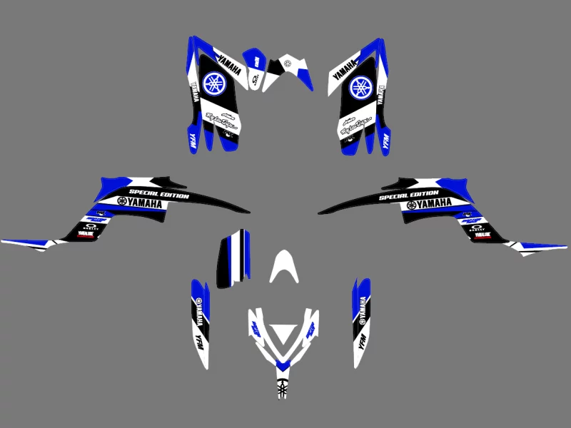 kit déco yamaha yfm 700 raptor racing bleu #2