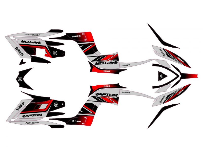 Zestaw graficzny Yamaha YFM 700 Raptor Racing czerwony nr 3