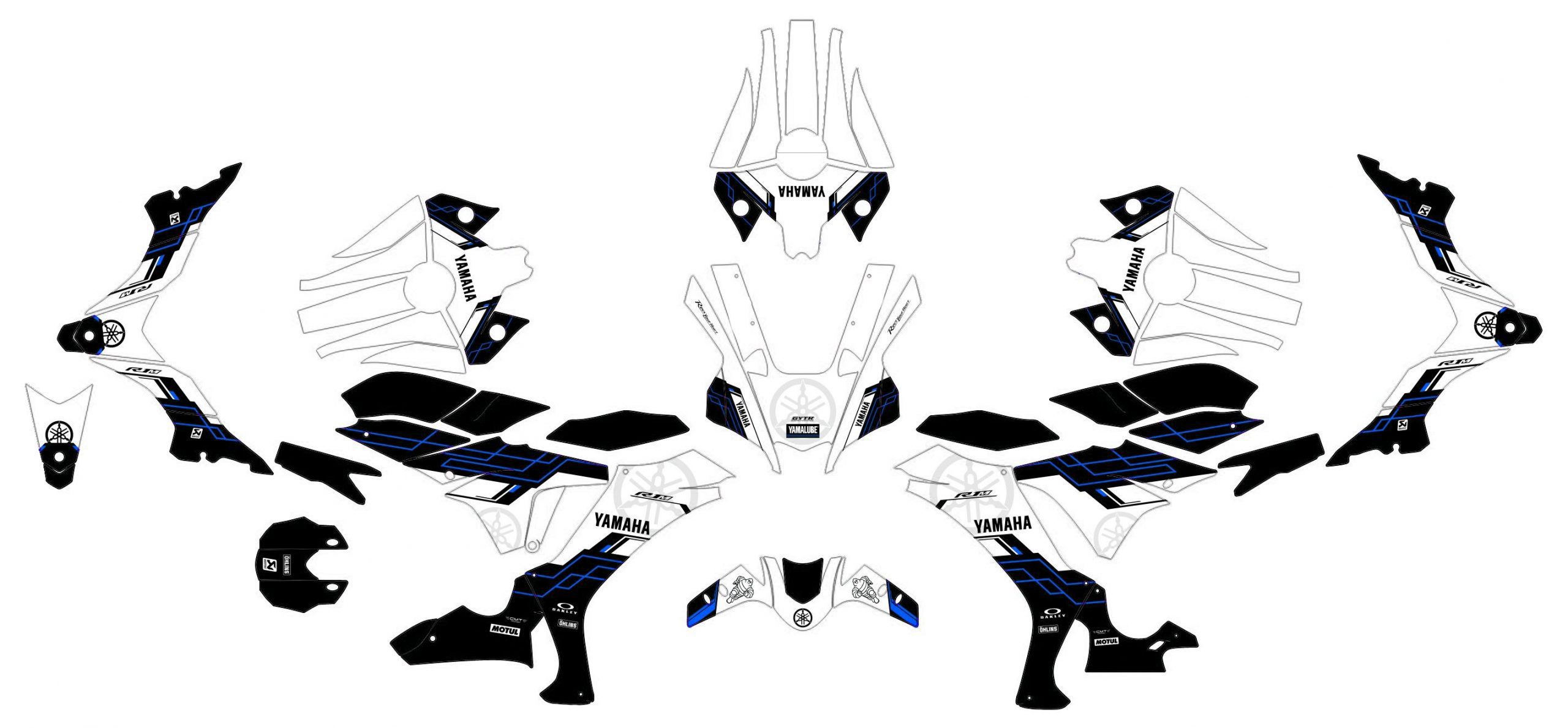 kit déco yamaha r1 quadri bleu