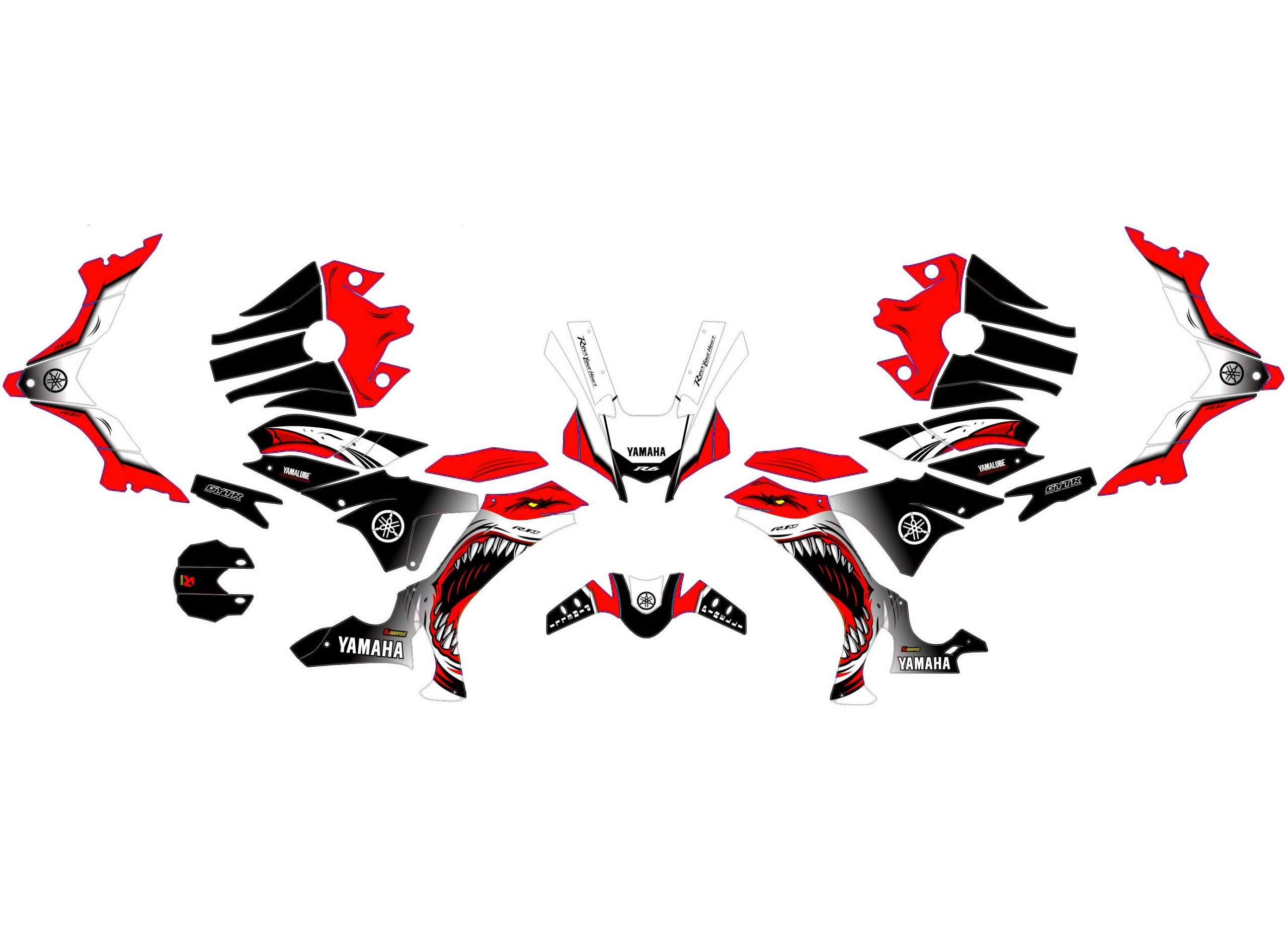 kit déco yamaha r1 requin rouge