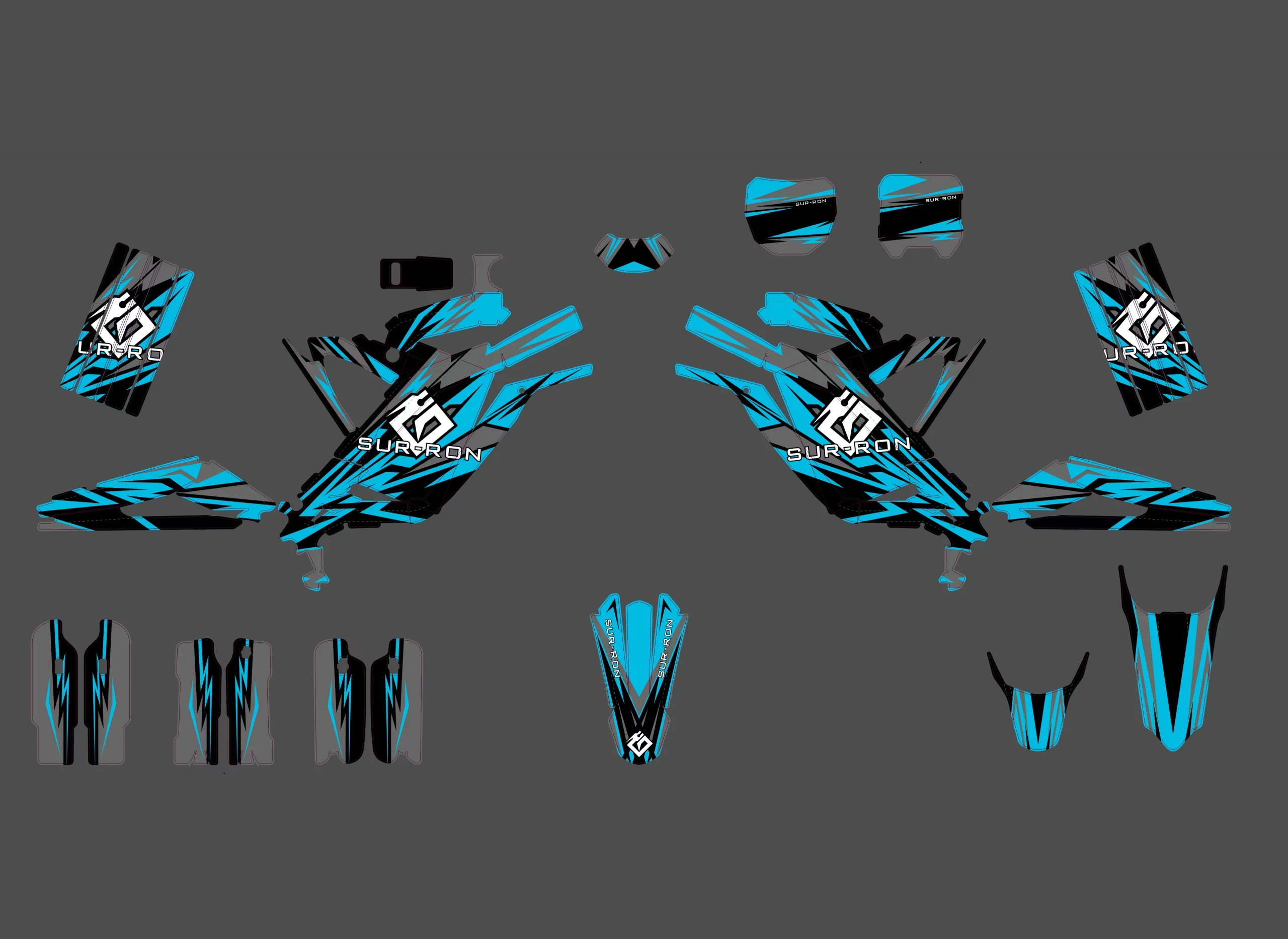 kit déco sur ron light bee race cyan