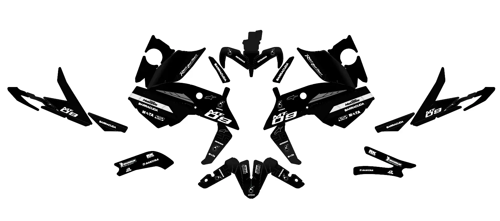kit déco yamaha mt 09 petronas noir