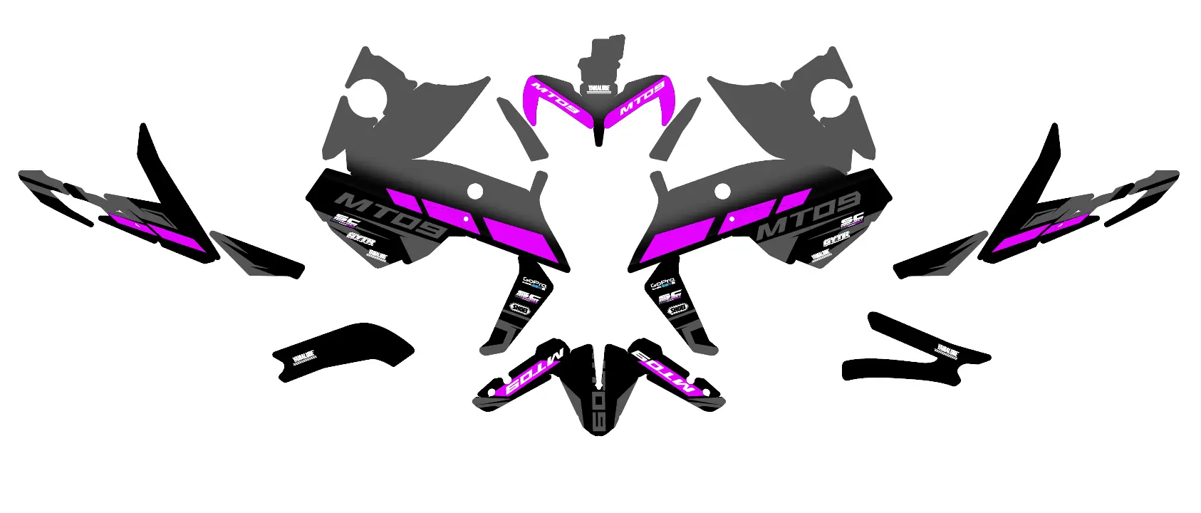 kit déco yamaha mt 09 racing gris / rose