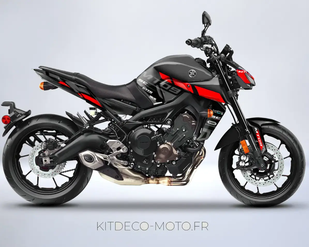 kit déco yamaha mt 09 racing gris / rouge