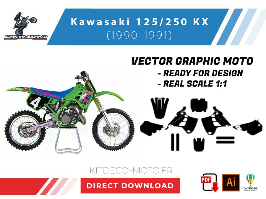 template kawasaki 125 250 kx (1990 1991) vector