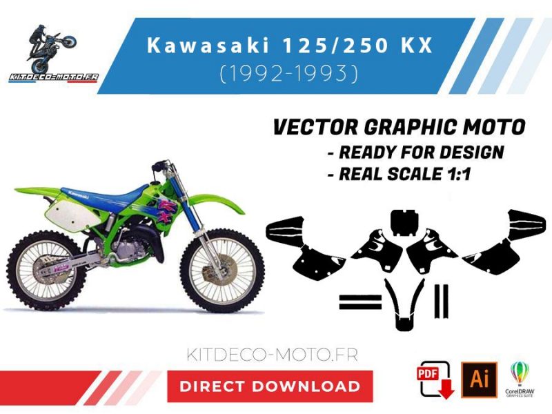 template kawasaki 125 250 kx (1992 1993) vector
