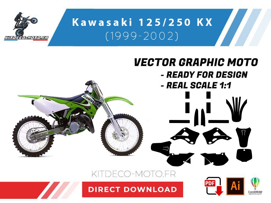 template kawasaki 125 250 kx (1999 2002) vector