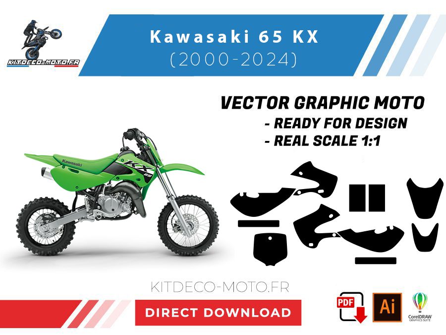 template kawasaki 65 kx (2000 2024) vector