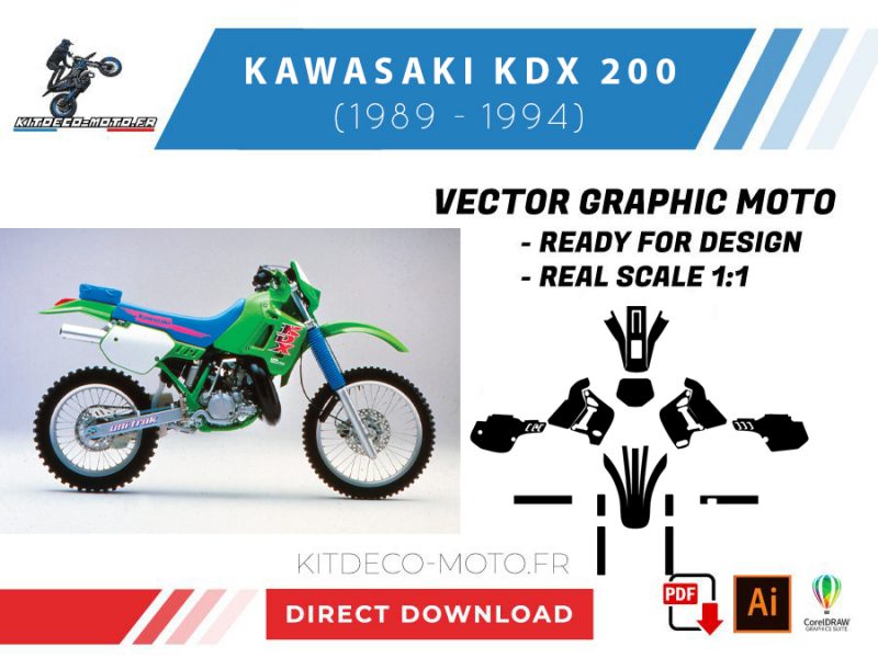 modello kawasaki 200 kdx (1989 1994) vettoriale