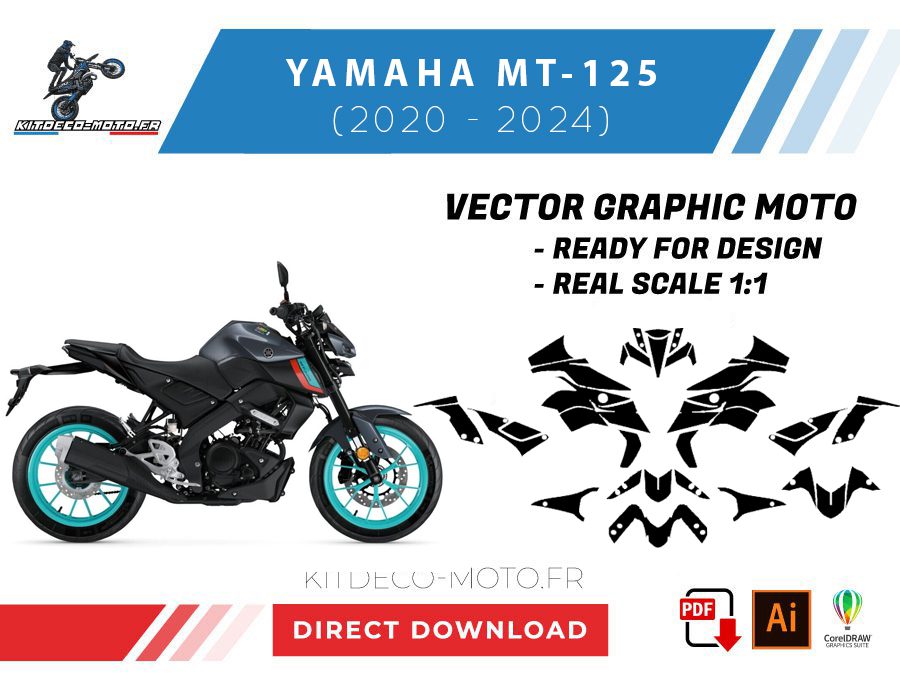 template yamaha mt 125 (2020 2024) vector