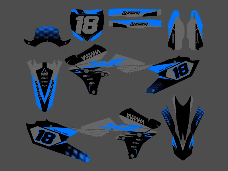 kit déco yamaha 250 yzf (2014 2018) race gris / bleu