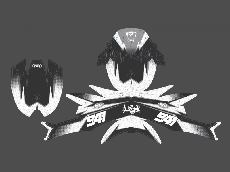 kit de decoração de capacete de corrida bell moto flex 9 branco