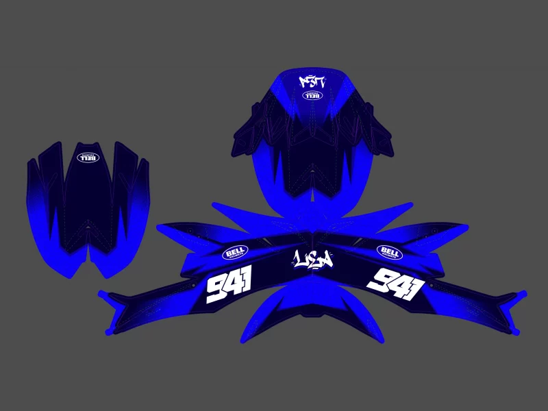 kit de decoração de capacete de corrida bell moto flex 9 azul