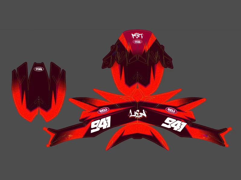 kit de decoração de capacete de corrida bell moto flex 9 vermelho