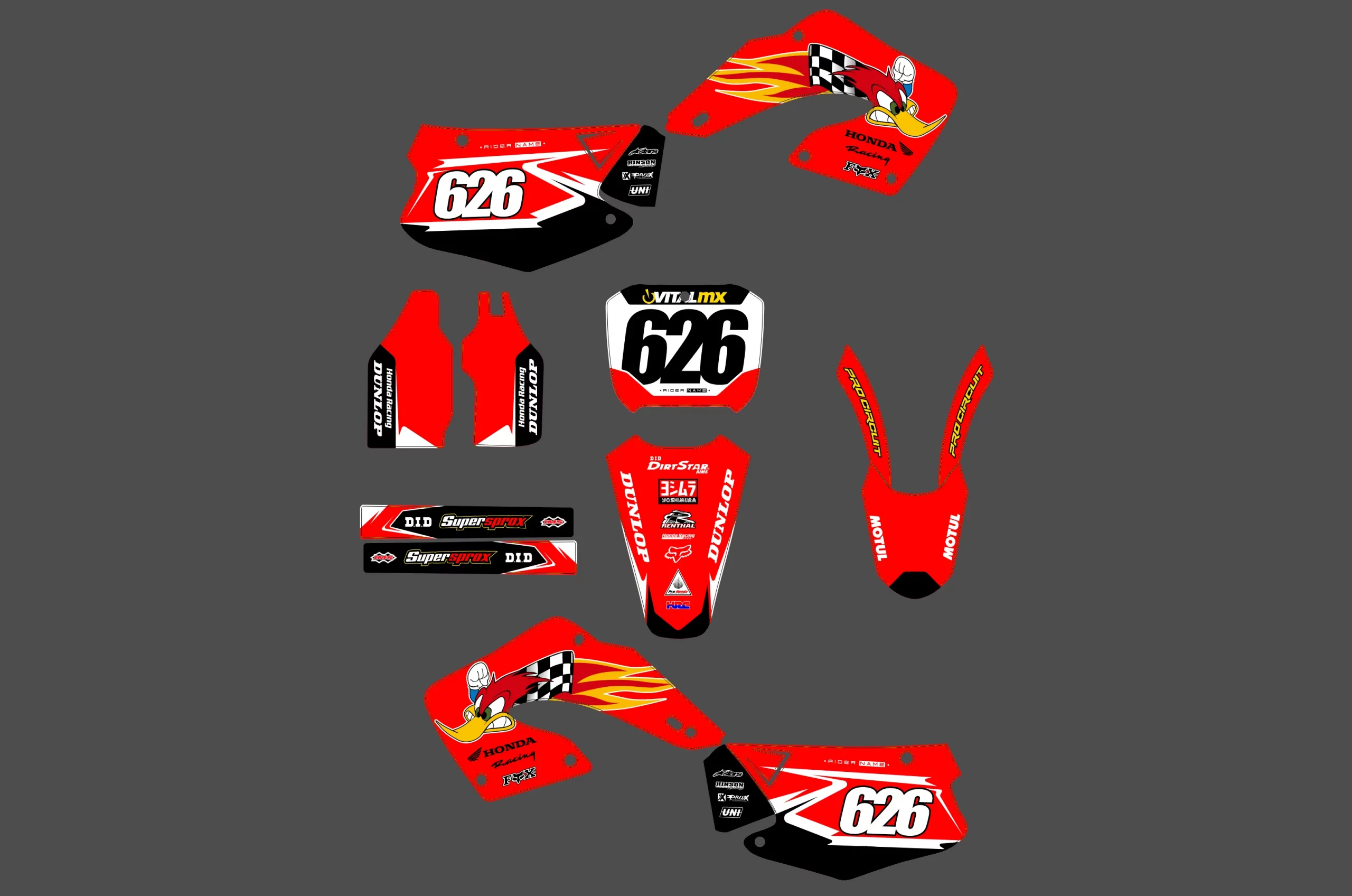 kit déco honda 125 / 250 cr (2000 2001) – cartoon