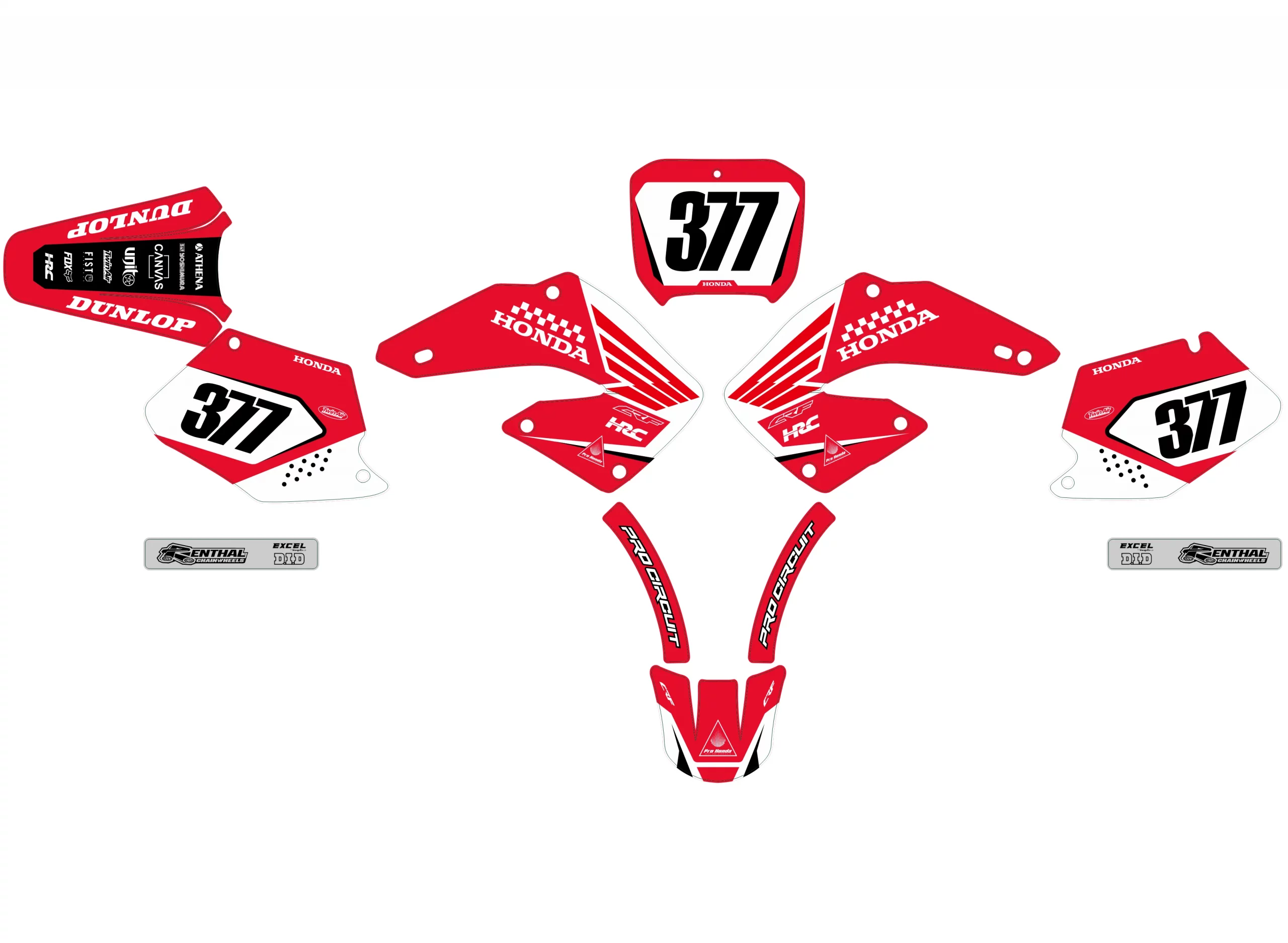 kit déco honda 125 / 250 cr (2000 2001) – course