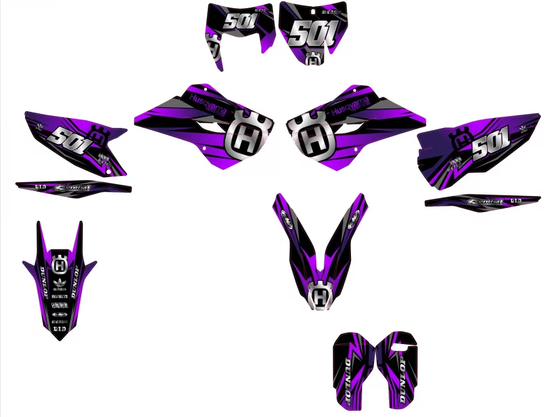 husqvarna te / fe graphic kit (2014 2016) gotam purple