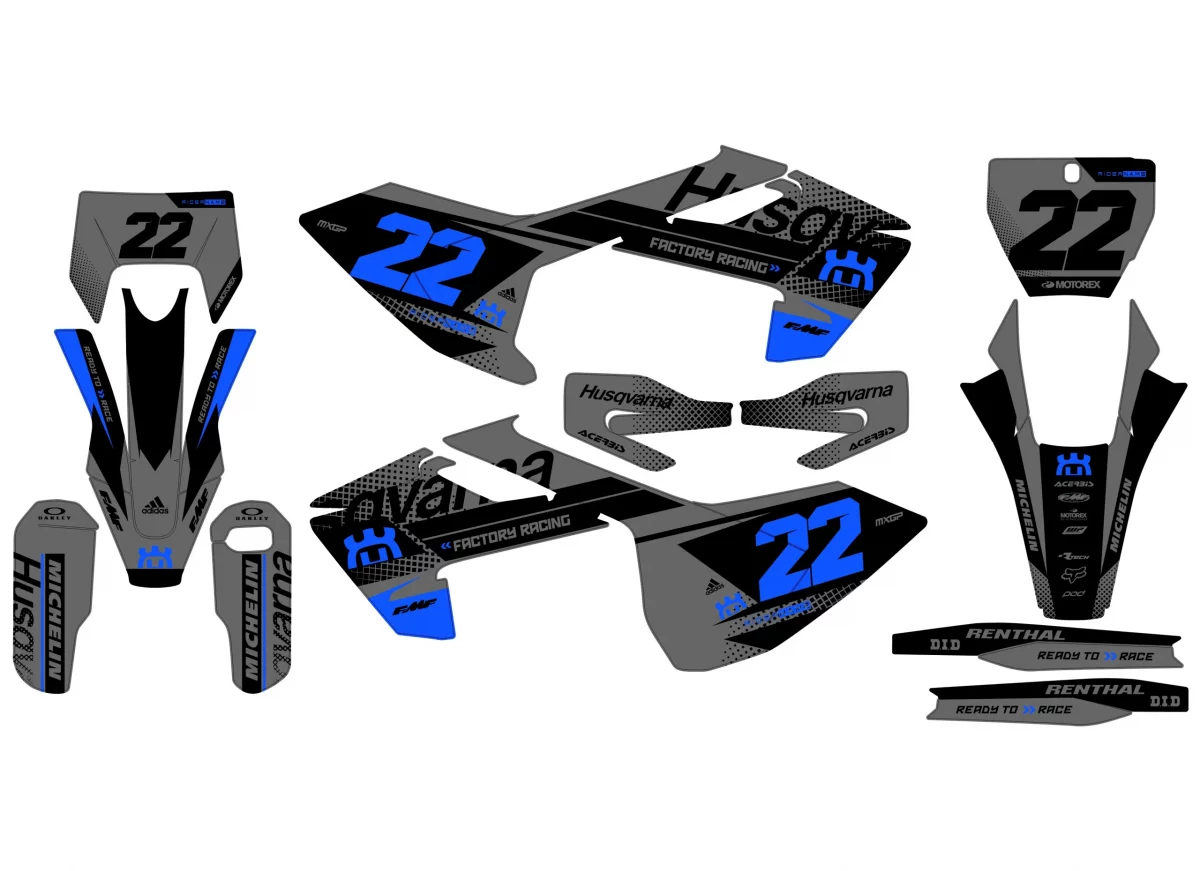 kit déco husqvarna tc / fc / fs (2016 2018) poly bleu