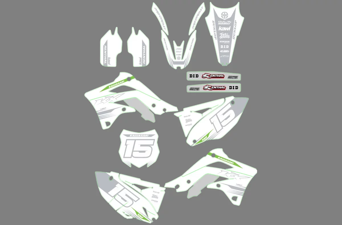 kit déco kawasaki 250 kxf (2013 2016) race blanc