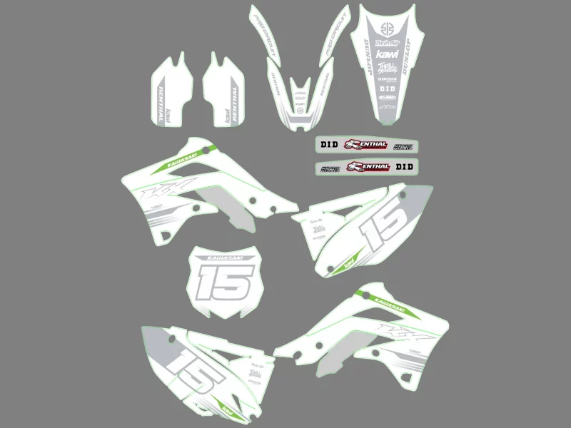 kawasaki 250 kxf (2013 2016) white race graphic kit