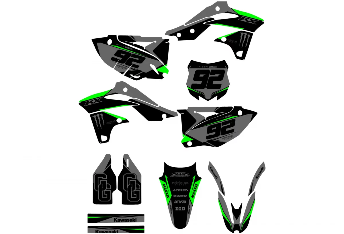 kit déco kawasaki 250 kxf (2013 2016) race vert