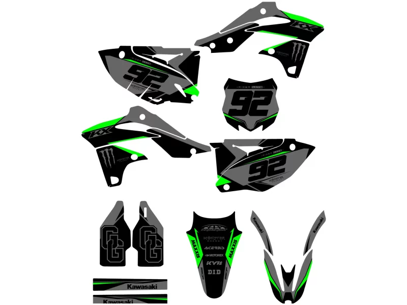 kit déco kawasaki 250 kxf (2013 2016) race vert