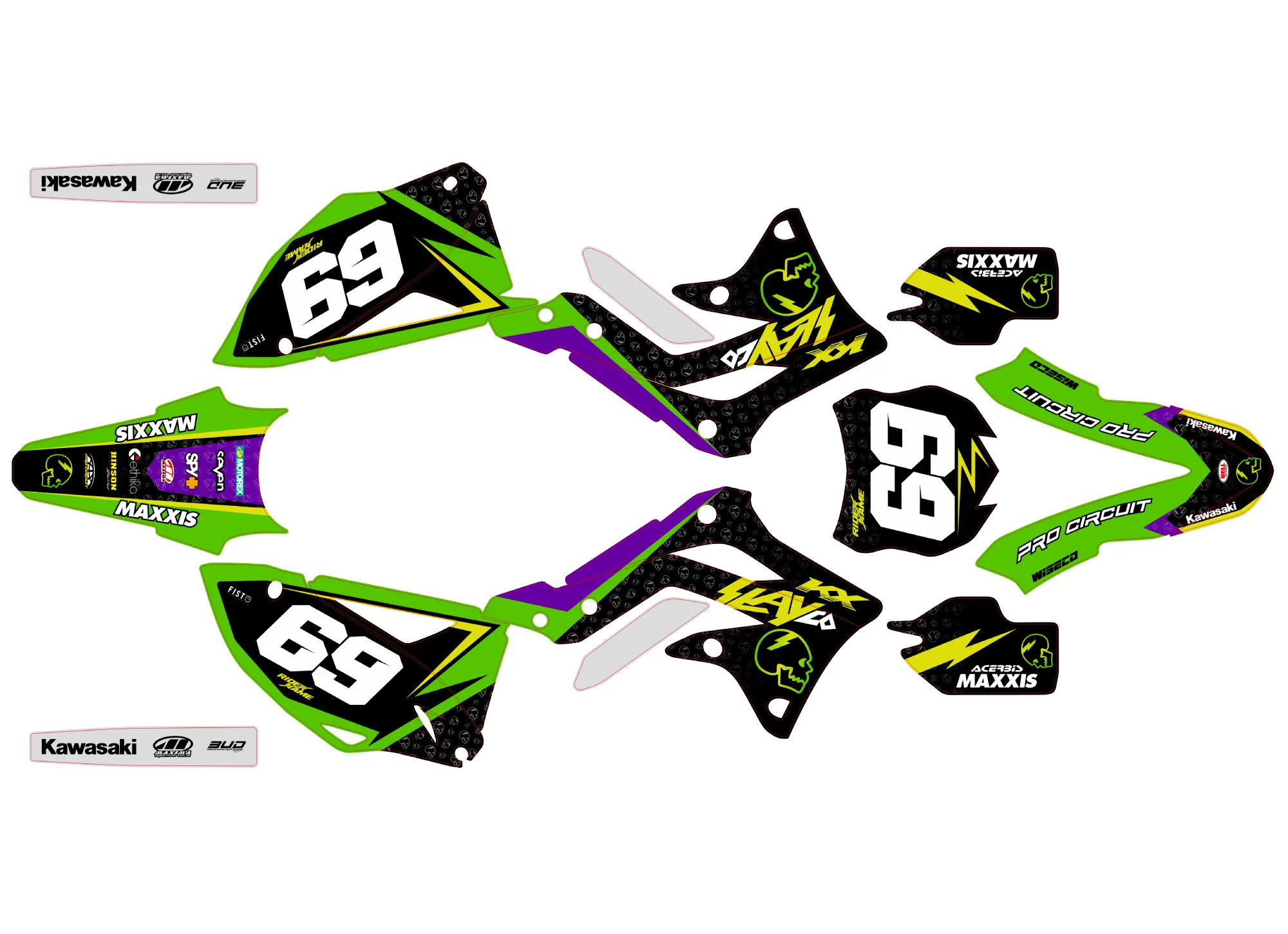 kit déco kawasaki 250 kxf (2013 2016) skull